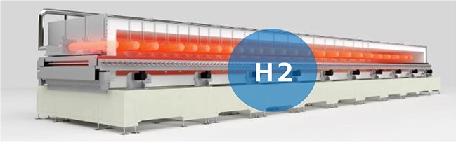 水素燃焼式リチウムイオン電池電極材用連続焼成炉