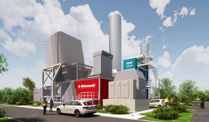 川崎重工とドイツRWE、水素発電所のイメージ