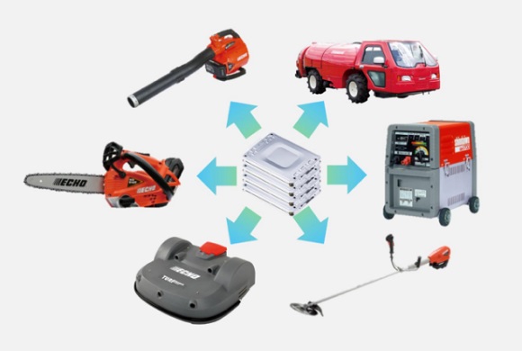 リユースEVバッテリーを活用した農林造園業機械に代表される屋外作業機の電動化ならびに移動型バッテリー充電システム