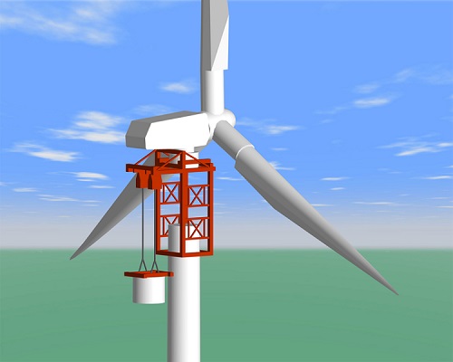 風力発電用200m級タワーと架設用機械