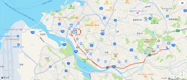 沖縄の電気バスの路線図