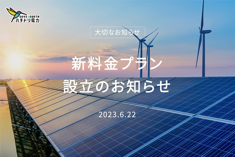 ハチドリ電力、自然エネルギー100％の新料金プランを設立